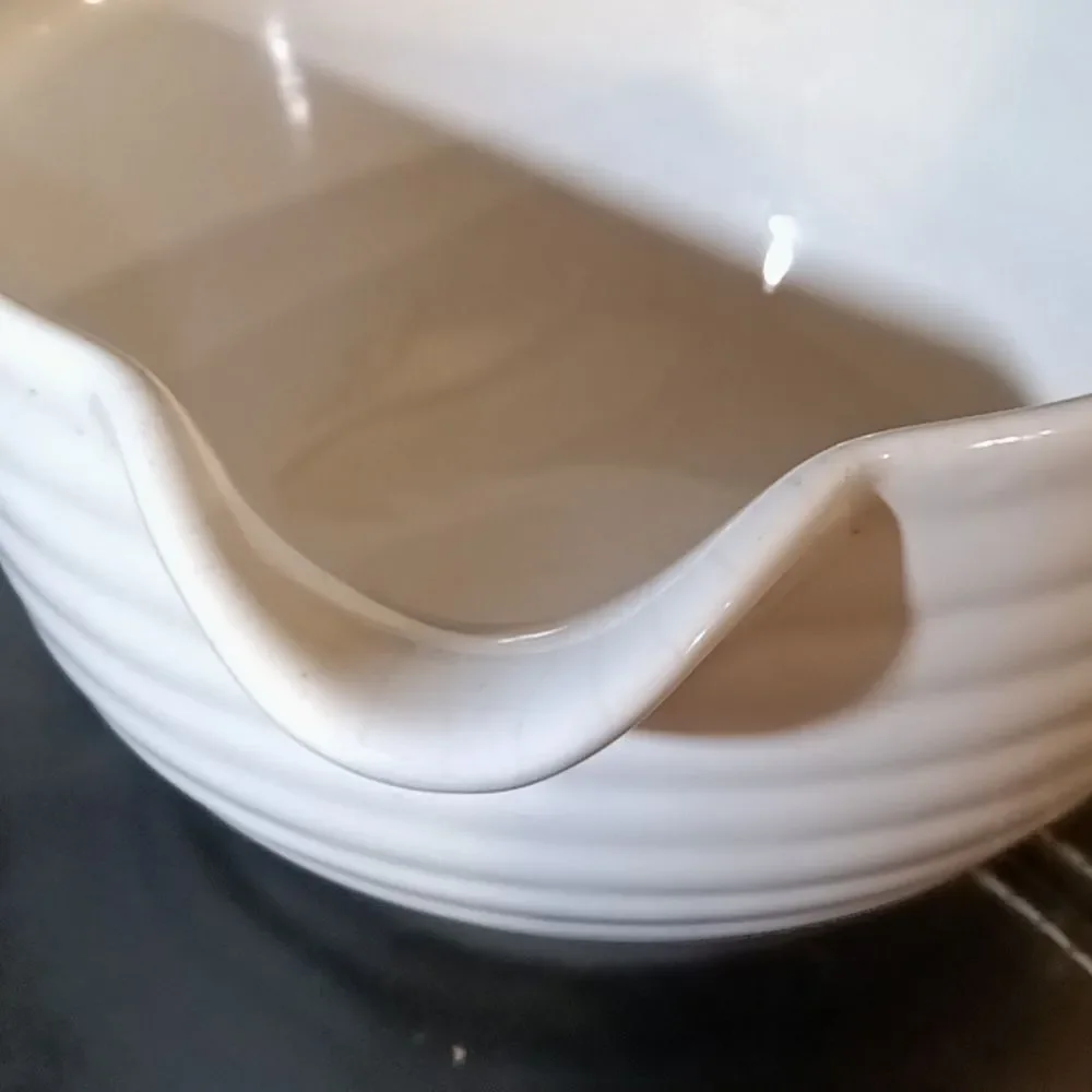 Vintage 50's Milk White Ringware Mixing Bowl with Pouring Spout and Handle